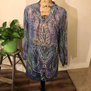 Travelsmith Sheer Size Medium Paisley Tunic